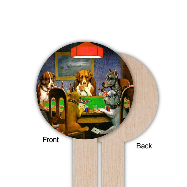 Dogs Playing Poker by C.M.Coolidge Wooden 6" Food Pick - Round - Single Sided - Front & Back