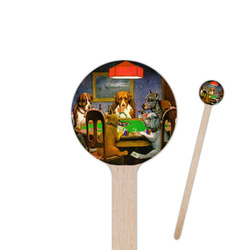 Dogs Playing Poker by C.M.Coolidge 6" Round Wooden Stir Sticks - Double Sided
