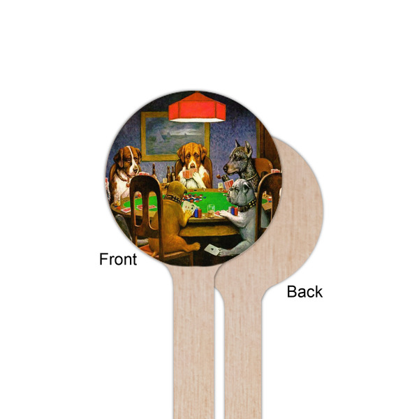 Dogs Playing Poker by C.M.Coolidge Wooden 6" Stir Stick - Round - Single Sided - Front & Back