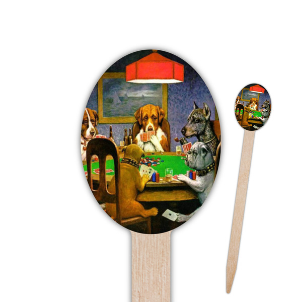 Custom Dogs Playing Poker by C.M.Coolidge Oval Wooden Food Picks