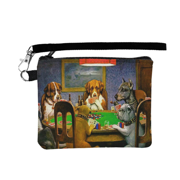 Custom Dogs Playing Poker by C.M.Coolidge Wristlet ID Case