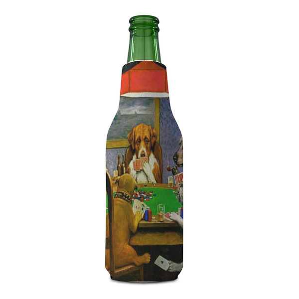 Dogs Playing Poker by C.M.Coolidge Zipper Bottle Cooler - FRONT (bottle)