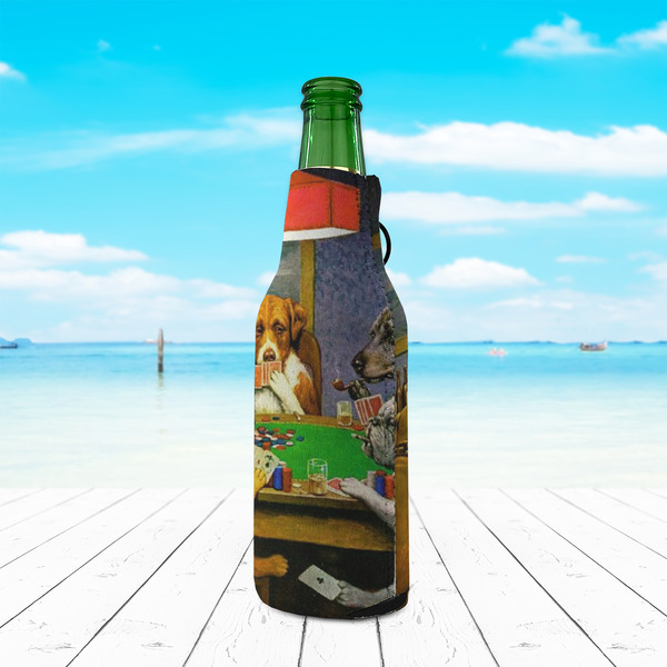 Dogs Playing Poker by C.M.Coolidge Zipper Bottle Cooler - LIFESTYLE