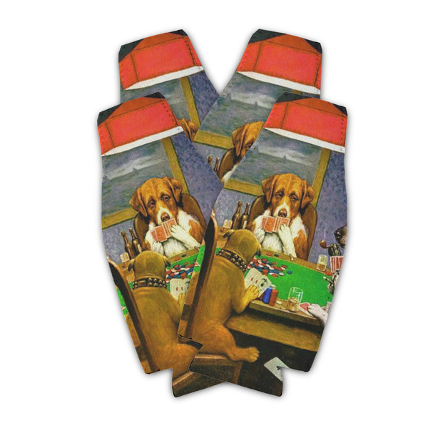Custom Dogs Playing Poker by C.M.Coolidge Zipper Bottle Cooler - Set of 4