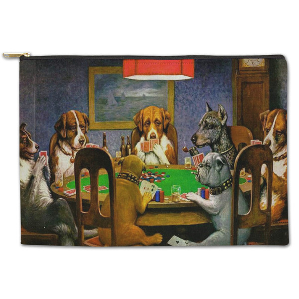 Custom Dogs Playing Poker by C.M.Coolidge Zipper Pouch - Large - 12.5"x8.5"