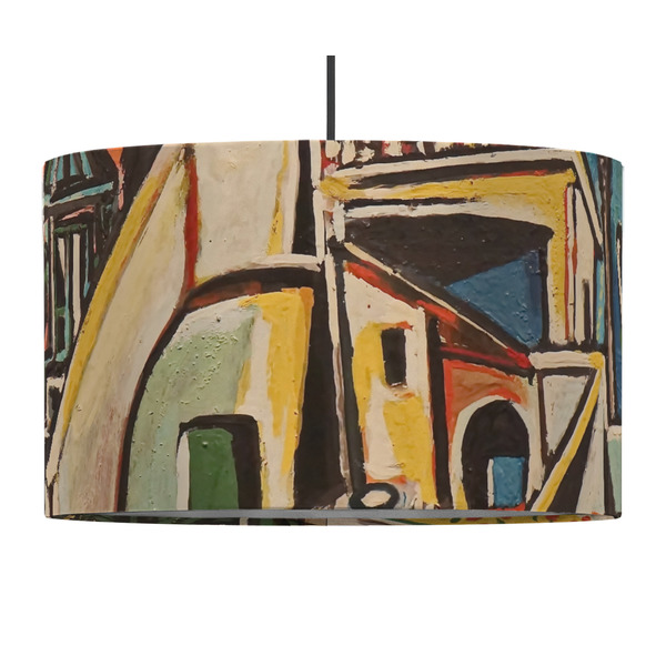 Custom Mediterranean Landscape by Pablo Picasso 12" Drum Pendant Lamp - Fabric