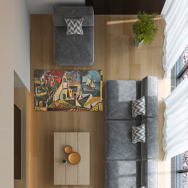 Mediterranean Landscape by Pablo Picasso 3'x5' Indoor Area Rugs - IN CONTEXT