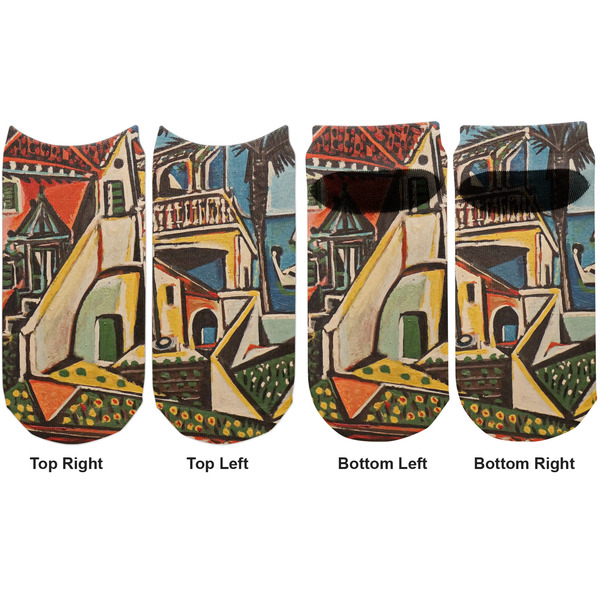 Mediterranean Landscape by Pablo Picasso Adult Ankle Socks - Double Pair - Front and Back - Apvl
