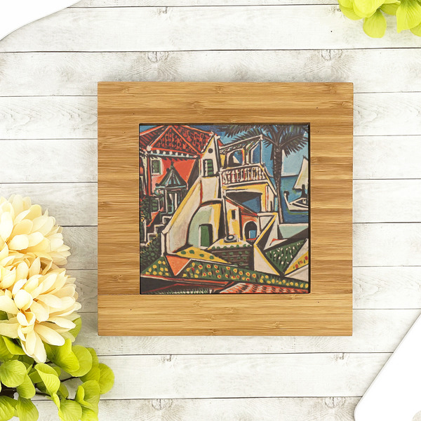 Mediterranean Landscape by Pablo Picasso Bamboo Trivet with 6" Tile - LIFESTYLE