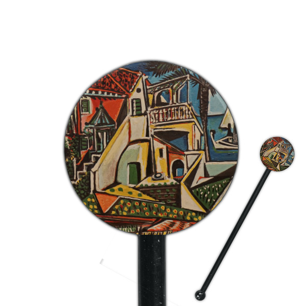 Custom Mediterranean Landscape by Pablo Picasso 5.5" Round Plastic Stir Sticks - Black - Single Sided