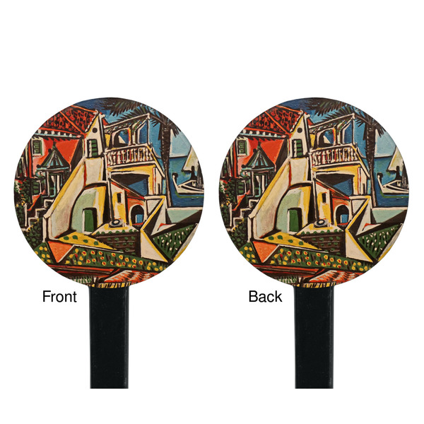 Mediterranean Landscape by Pablo Picasso Black Plastic 7" Stir Stick - Double Sided - Round - Front & Back