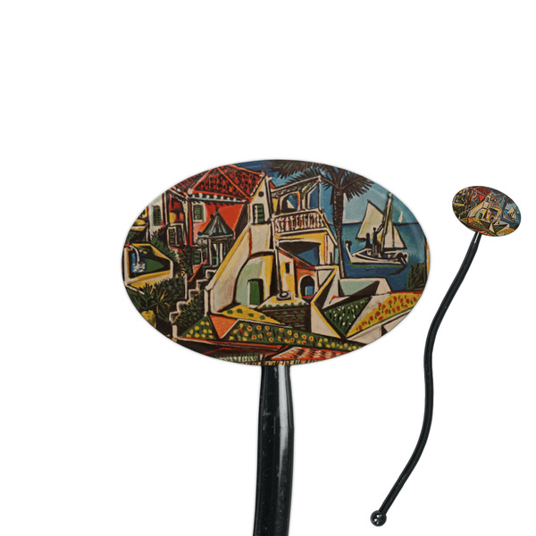 Custom Mediterranean Landscape by Pablo Picasso 7" Oval Plastic Stir Sticks - Black - Single Sided