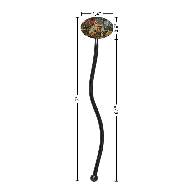Mediterranean Landscape by Pablo Picasso Black Plastic 7" Stir Stick - Oval - Dimensions