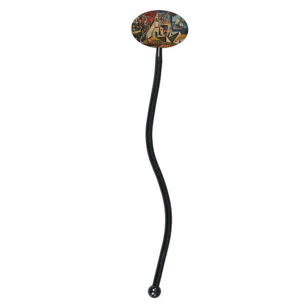 Mediterranean Landscape by Pablo Picasso Black Plastic 7" Stir Stick - Oval - Single Stick
