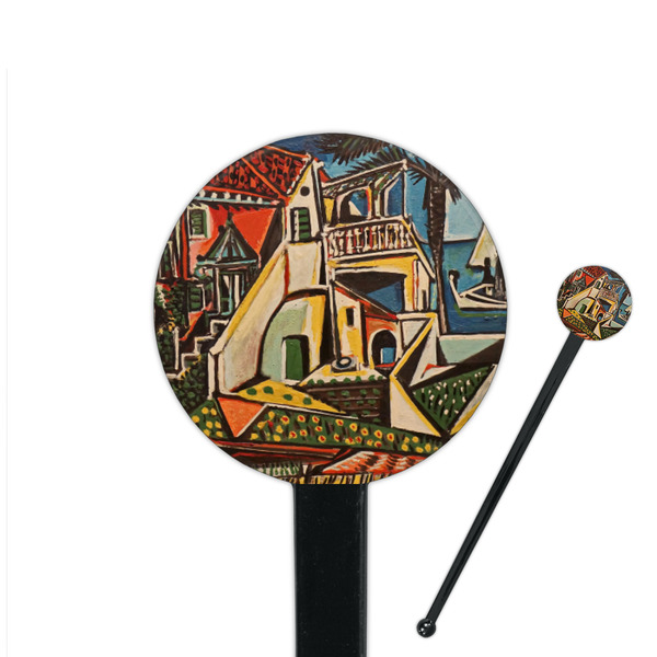 Custom Mediterranean Landscape by Pablo Picasso 7" Round Plastic Stir Sticks - Black - Single Sided