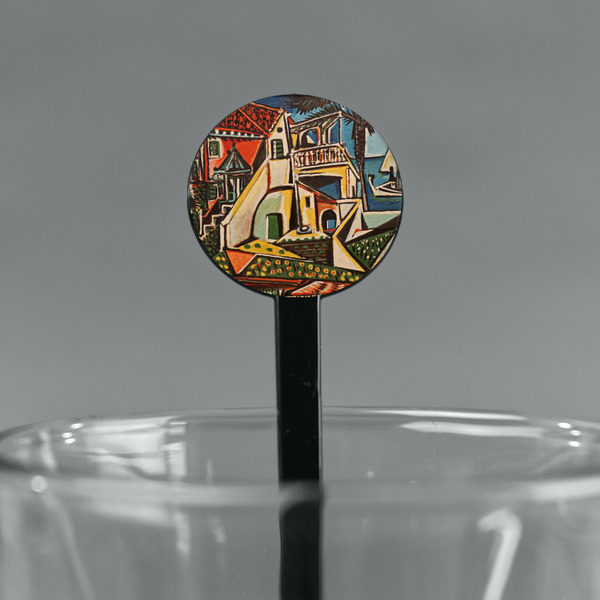Mediterranean Landscape by Pablo Picasso Black Plastic 7" Stir Stick - Round - Main