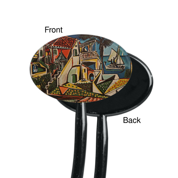Mediterranean Landscape by Pablo Picasso Black Plastic 7" Stir Stick - Single Sided - Oval - Front & Back
