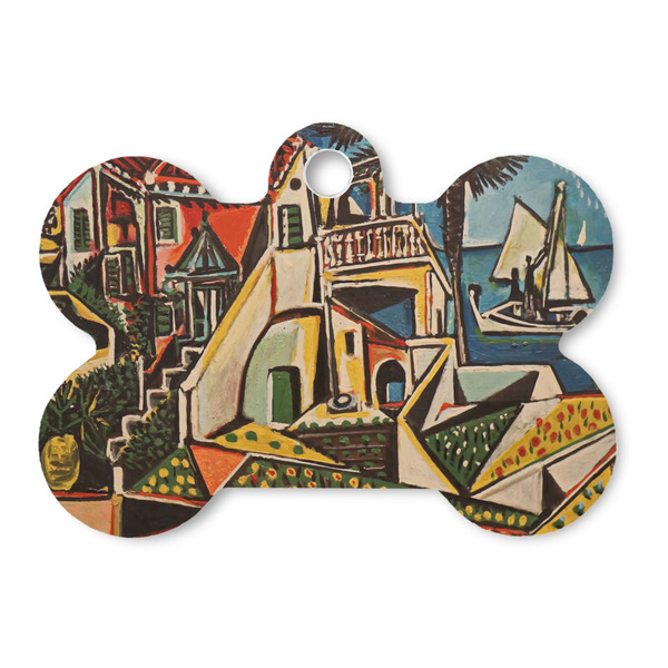 Custom Mediterranean Landscape by Pablo Picasso Bone Shaped Dog ID Tag - Large
