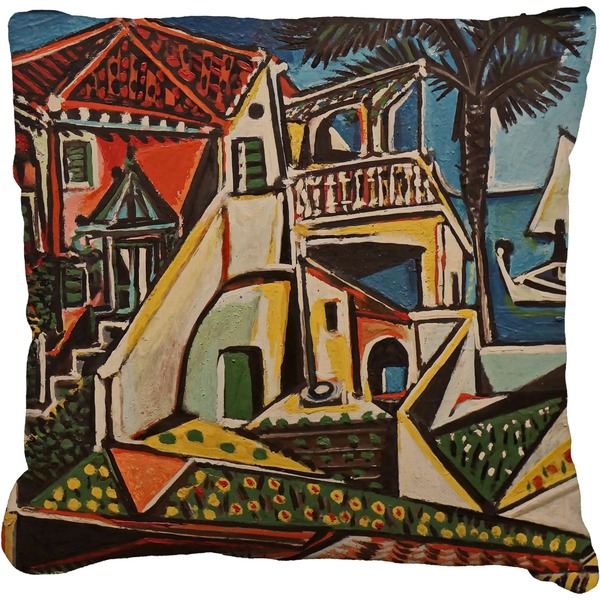 Custom Mediterranean Landscape by Pablo Picasso Faux-Linen Throw Pillow 16"
