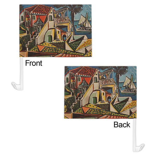 Mediterranean Landscape by Pablo Picasso Car Flag - 11" x 8" - Front & Back View