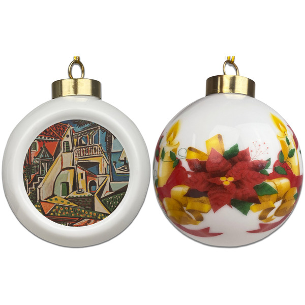 Mediterranean Landscape by Pablo Picasso Ceramic Christmas Ornament - Poinsettias (APPROVAL)