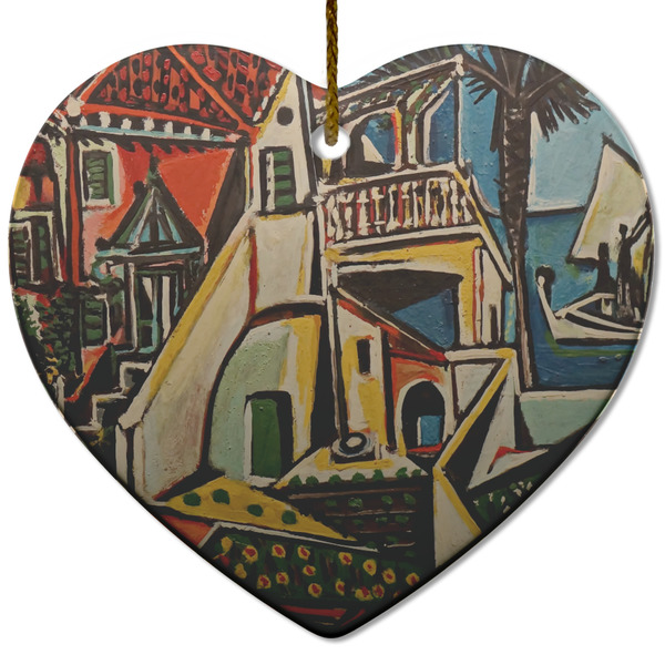 Custom Mediterranean Landscape by Pablo Picasso Heart Ceramic Ornament