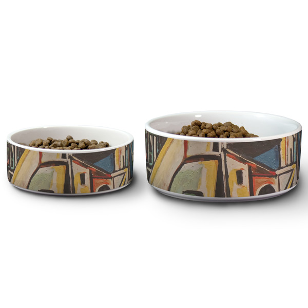 Mediterranean Landscape by Pablo Picasso Ceramic Dog Bowls - Size Comparison