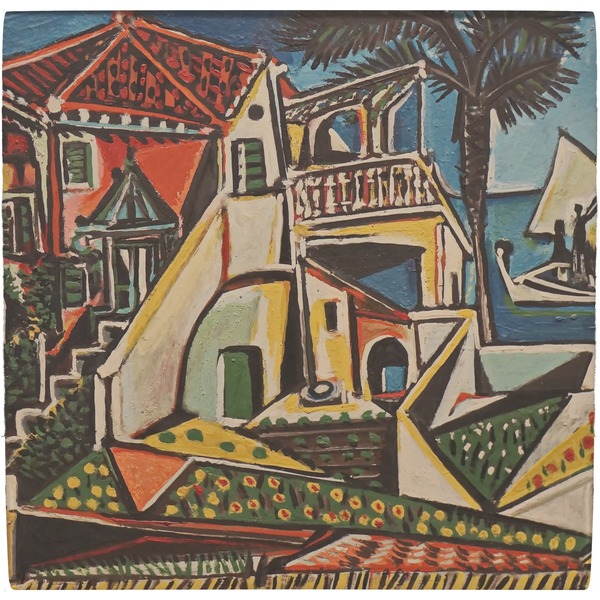 Custom Mediterranean Landscape by Pablo Picasso Ceramic Tile Hot Pad