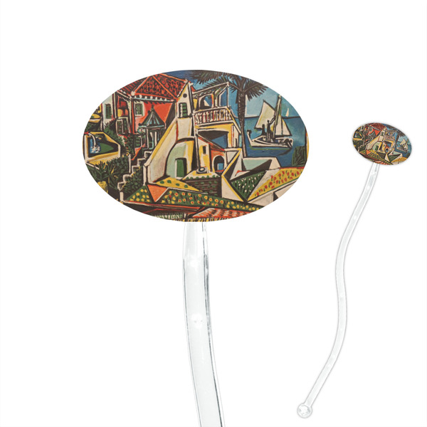 Custom Mediterranean Landscape by Pablo Picasso 7" Oval Plastic Stir Sticks - Clear