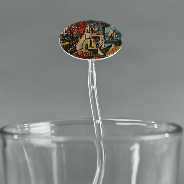 Mediterranean Landscape by Pablo Picasso Clear Plastic 7" Stir Stick - Oval - Main