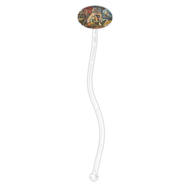 Mediterranean Landscape by Pablo Picasso Clear Plastic 7" Stir Stick - Oval - Single Stick