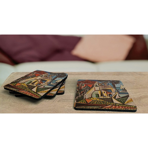 Mediterranean Landscape by Pablo Picasso Coaster Rubber Back - On Coffee Table