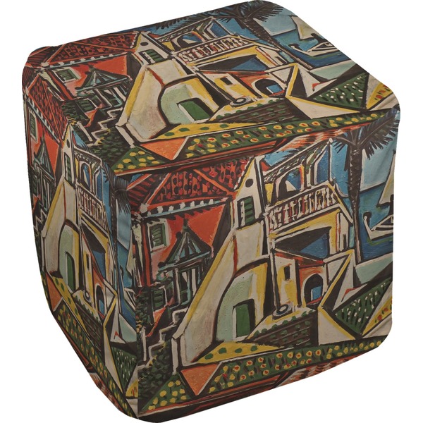 Custom Mediterranean Landscape by Pablo Picasso Cube Pouf Ottoman - 18"