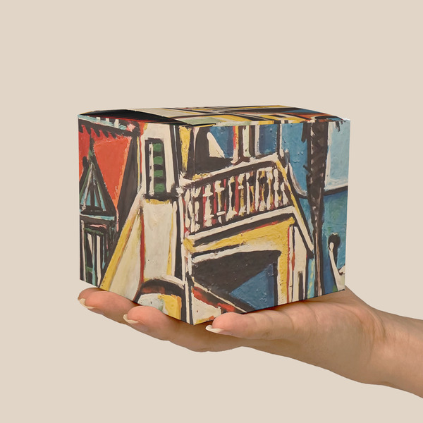 Mediterranean Landscape by Pablo Picasso Cube Favor Gift Box - On Hand - Scale View