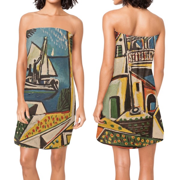 Mediterranean Landscape by Pablo Picasso Custom Bath Wrap - Front & Back View