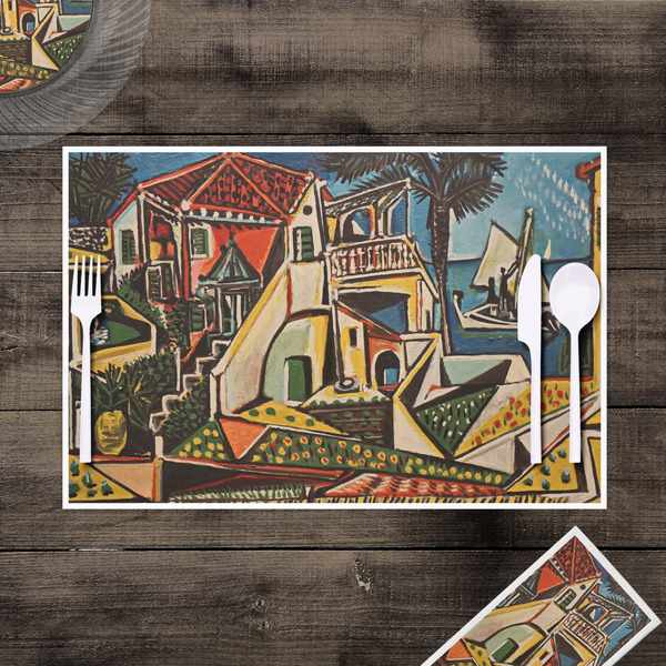 Mediterranean Landscape by Pablo Picasso Disposable Paper Placemat - In Context