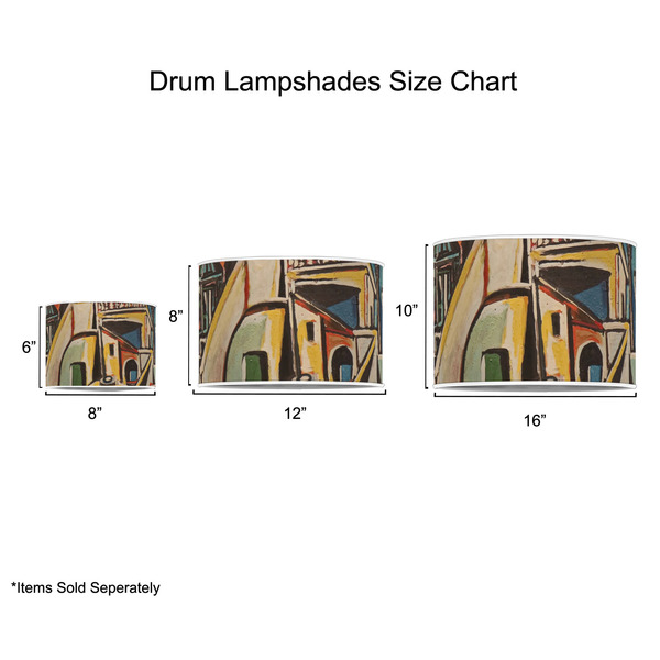 Mediterranean Landscape by Pablo Picasso Drum Lampshades - Sizing Chart