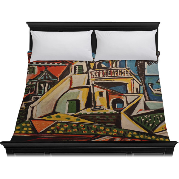 Mediterranean Landscape by Pablo Picasso Duvet Cover - King - On Bed - No Prop