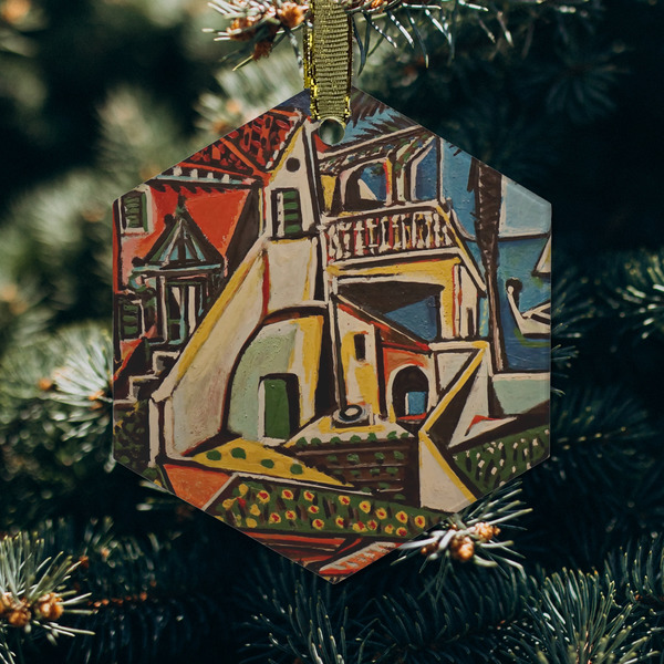 Mediterranean Landscape by Pablo Picasso Frosted Glass Ornament - Hexagon (Lifestyle)