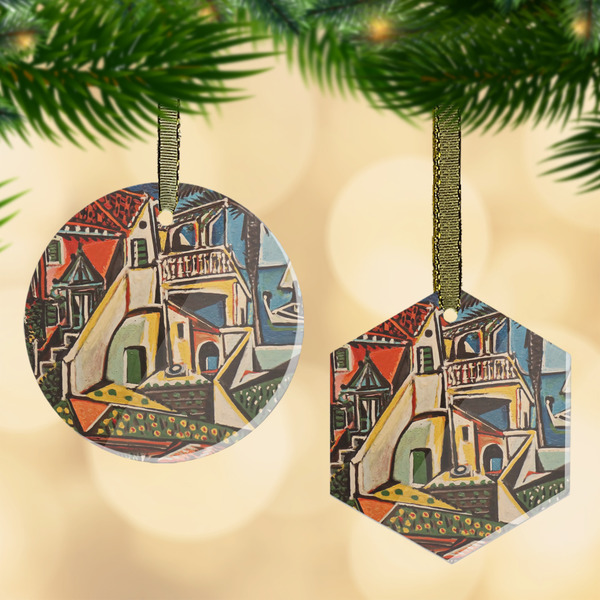 Custom Mediterranean Landscape by Pablo Picasso Flat Glass Ornament