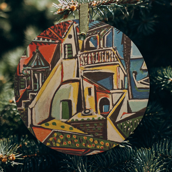 Mediterranean Landscape by Pablo Picasso Frosted Glass Ornament - Round (Lifestyle)
