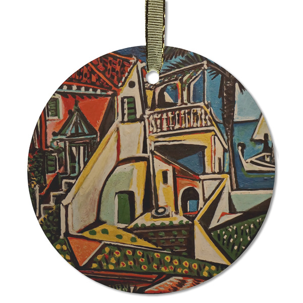 Custom Mediterranean Landscape by Pablo Picasso Flat Glass Ornament - Round