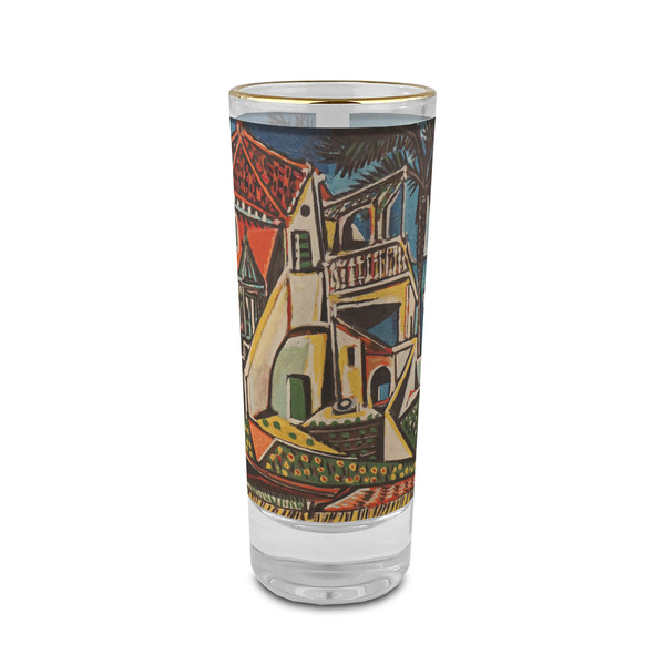Custom Mediterranean Landscape by Pablo Picasso 2 oz Shot Glass -  Glass with Gold Rim - Set of 4