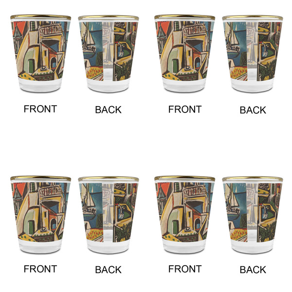 Mediterranean Landscape by Pablo Picasso Glass Shot Glass - with gold rim - Set of 4 - APPROVAL
