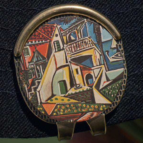 Mediterranean Landscape by Pablo Picasso Golf Ball Marker Hat Clip - Gold - Close Up