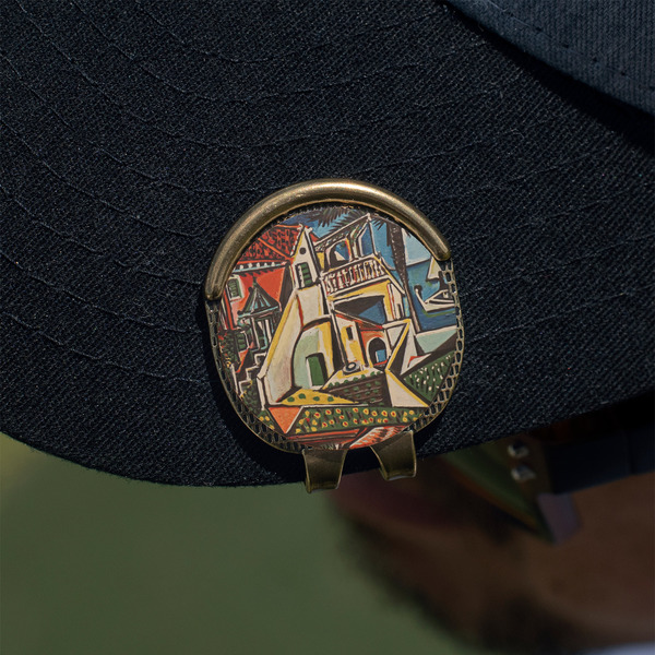 Mediterranean Landscape by Pablo Picasso Golf Ball Marker Hat Clip - Gold - On Hat