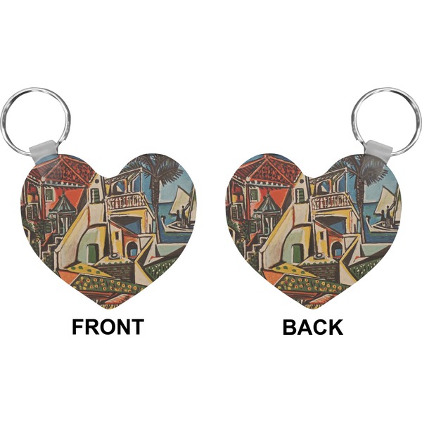 Mediterranean Landscape by Pablo Picasso Heart Keychain (Front + Back)