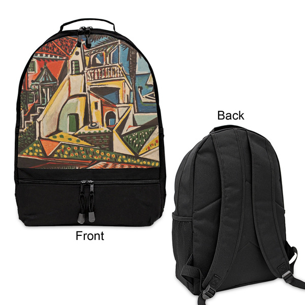 Mediterranean Landscape by Pablo Picasso Large Backpack - Black - Front & Back View