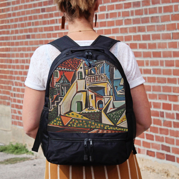 Mediterranean Landscape by Pablo Picasso Large Backpack - Black - On Back