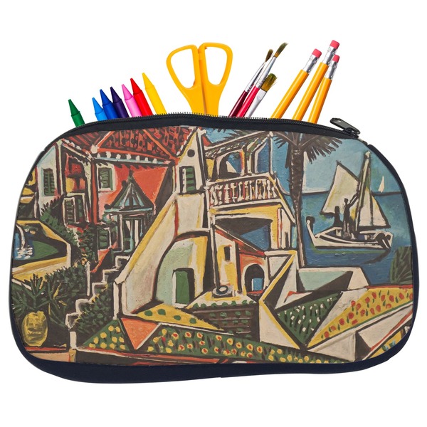 Custom Mediterranean Landscape by Pablo Picasso Neoprene Pencil Case - Medium